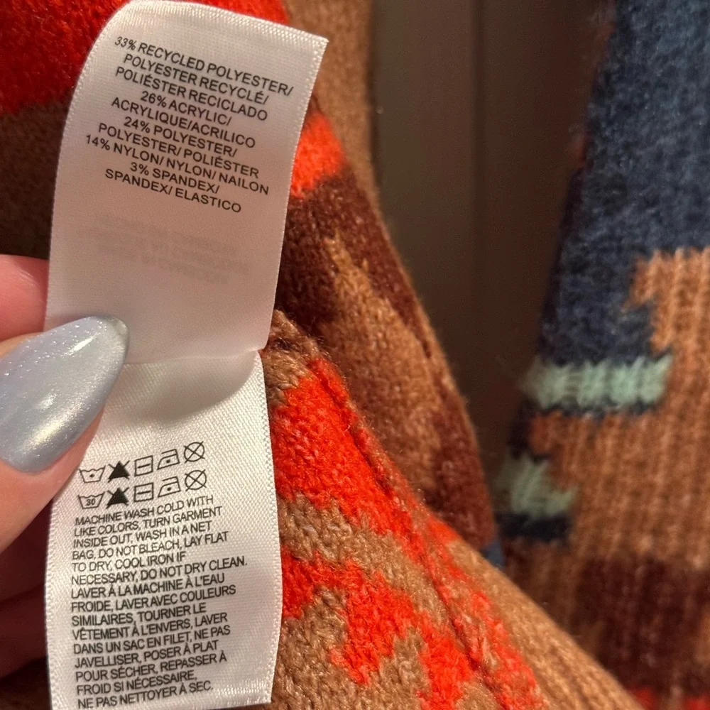 NWT Lucky Brand Brown / Multi Color Aztec Cardigan Sweater - Picture 7 of 7